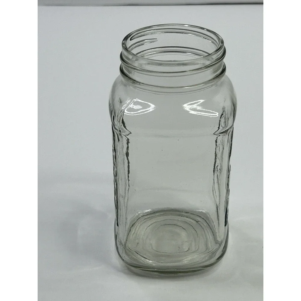 Vintage Embossed Tomatoes Design Square Clear Glass Mason Jar